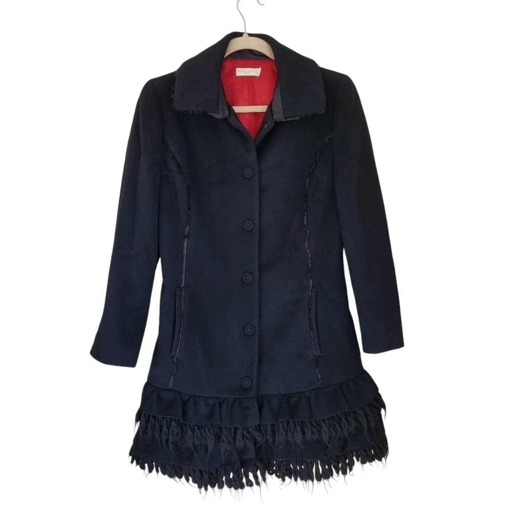 MonnaLisa Italy Black Wool Blend Dressy Pea Coat